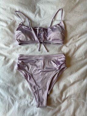 Lilac Ribbed Two-Piece Bikini Set